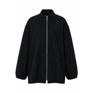 Zara Monteco Wool Front Zip Oversized Bomber Jacket Black Size XS thumbnail 3