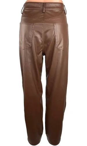 H&M Divided Brown 90's Faux Leather High Rise Straight Leg Loose Fit Pants Sz 6 thumbnail 3