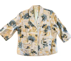 Emma‎ James Blazer Jacket Womens Petite 14 Floral Beige 3/4 Sleeve Lined thumbnail 1