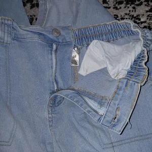 Madden Girl Blue Denim Cargo Jeans Medium Y2K Baggy Wide Leg Cyber thumbnail 13