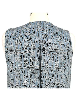 Astr Sleeveless Modern Office Draped V-Neck Blouse Blue Black Size Medium thumbnail 5
