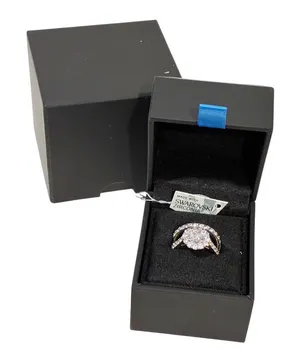 Swarovski Sterling Silver 925 Platinum Flower‎ Halo Ring Band Set Size 6 NEW thumbnail 1
