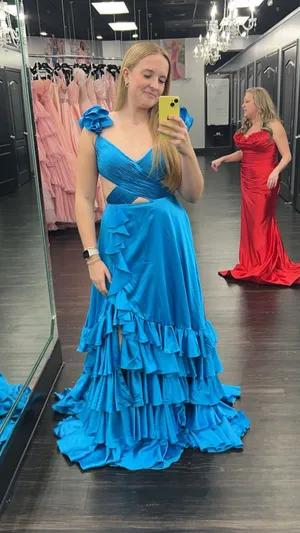 Sherri Hill Prom Dress Blue thumbnail 1