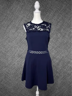 Speechless Navy Lace Fit And Flare Dress thumbnail 2