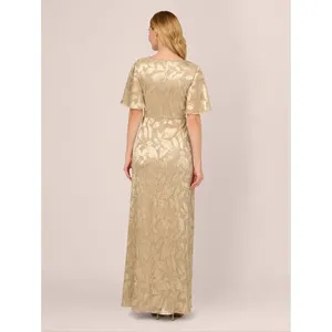 NWT Adrianna Papell Foil Leaf Short Sleeve Gown Size 8 thumbnail 5