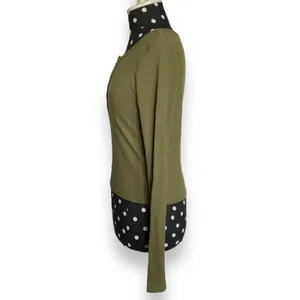 Forever 21 Womens Top Sz L Olive Green Cropped Length Ribbed Knit‎ Long Sleeve thumbnail 6