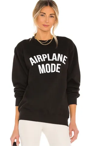 Departure Airplane Mode Crewneck Sweatshirt in Black & White Size Small NWT thumbnail 1