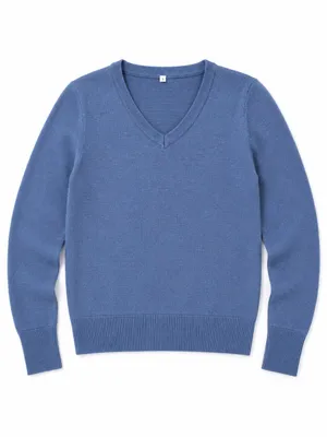 Women’s Blue V Neck Knit Pullover Sweater Size Small Long Sleeve Classic thumbnail 4