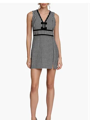 NWT Avec Les Filles Women's Black Bow Tweed Dress SZ-4 thumbnail 4