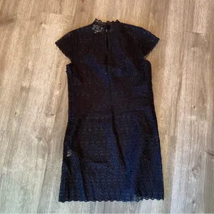 Milly Black Sheer Lace Embroidered Mini Dress Size 2 AS IS thumbnail 8
