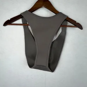 SKIMS Rubberized Scuba Swim Tanga Bikini Bottom Large Grey Chalk Cheeky NWOT thumbnail 4