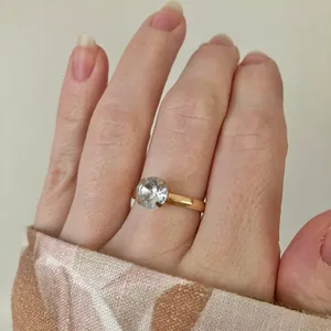 Copper Gold Solitaire Fashion Jewelry Ring “Eve” Neutral Minimal Stacking Simple Jewelry thumbnail 11