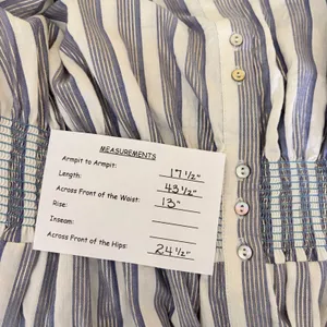 Anthropologie SEEN WORN KEPT Jenna Lurex Stripe Dress Blue White‎ Midi Size 12 thumbnail 14