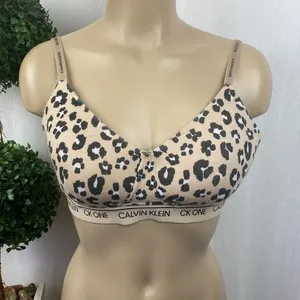 Calvin Klein CK One Tan & Black Animal Print Cotton Bra L thumbnail 1
