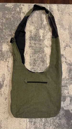 The Winding Road Black Cotton CrossBody Purse thumbnail 1
