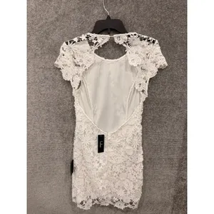 Lulus Womens Dress M White Remarkable Lace Open Back Scalloped Mini Dress thumbnail 4