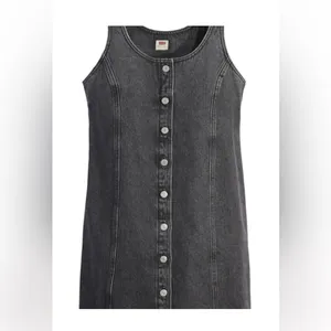 Levi’s black denim button front tank dress black/gray thumbnail 3