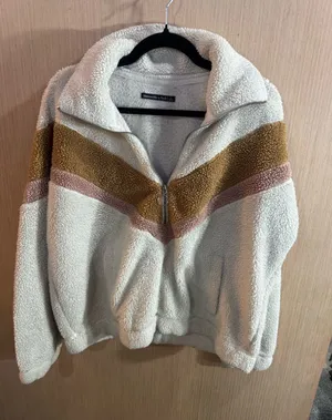 Abercrombie and Fitch Cream Cozy Half-Zip Sherpa Jacket Size Large thumbnail 1