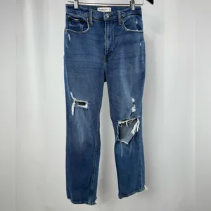 Abercrombie & Fitch Ultra High Rise Ankle Straight Jean in Blue Size 26 or 2‎ thumbnail 2