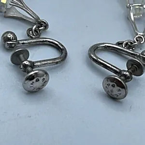 Vintage Sterling silver teardrop AB coated faceted crystal earrings. thumbnail 5
