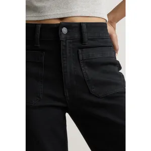 Quince High Rise Women’s Bella Stretch Patch Pocket Wide Leg Pants Black 29 thumbnail 5