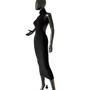 Open Back Turtleneck Maxi Dress Slim Fit Bodycon Dress Casual Dress Backless thumbnail 2