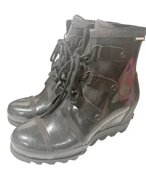 Sorel Joan Wedge Heel Waterproof Rain Boots Black Women's Size 10 thumbnail 1