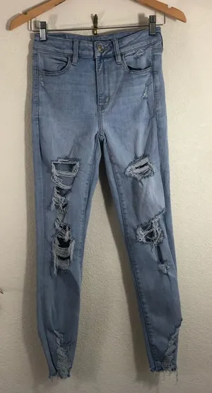 American Eagle Hi-rise jeggings crop distressed thumbnail 1