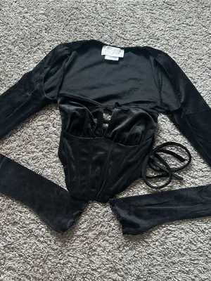 Dolls Kill Black Long-Sleeve Corset Bustier Top thumbnail 2