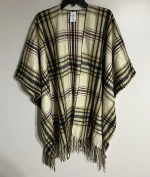 Woolrich Woman's Blanket Wrap Shawl Poncho One Size Multicolored Plaid‎ Fringe thumbnail 1
