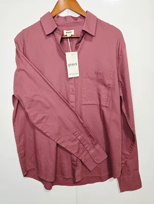 Pact Organic Cotton Relaxed Slub Long Sleeve Button Up Size L thumbnail 5
