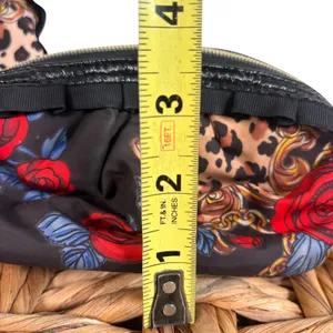 Betsey Johnson 2pc Cosmetic Bag Set Floral Leopard Ruffle Black Red Gold Rose thumbnail 9