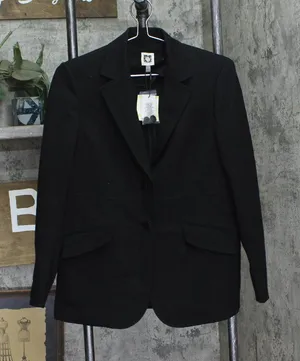 Anne Klein Womens Two-Button Compression Blazer Jacket 10909725 Asphalt Black 4 thumbnail 1