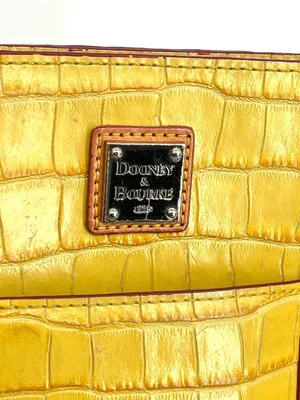Dooney & Bourke Croco Embossed Sunburst Yellow Leather Lexington Shopper Tote thumbnail 2