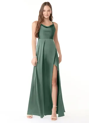 Azazie Naomi Cowl Neck Satin Bridesmaid Dress thumbnail 2