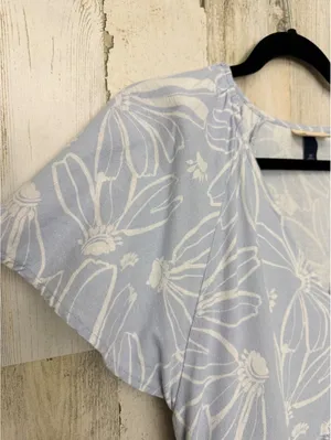 Universal Thread Womens XS Blue Floral Linen Blend Tiered Mini Dress Cottagecore thumbnail 6