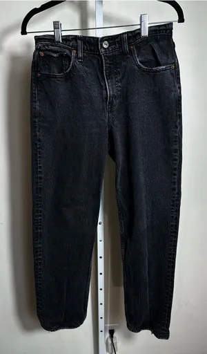 J168. Abercrombie & Fitch Womens 28 The 90s Black Straight Jeans MidRise thumbnail 1