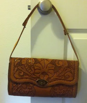 Vintage genuine leather purse clutch thumbnail 1