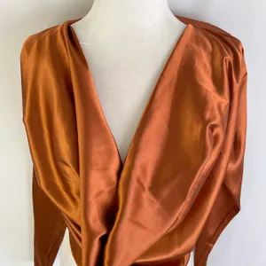 Pretty Little Thing New Satin Cowl Neck Long Sleeve Crop Top Rust Size 6 thumbnail 8