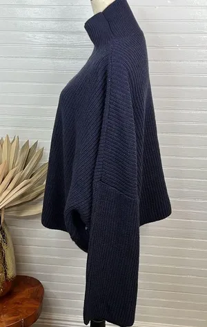 Topshop Drop shoulder Pullover Mock Neck Oversized Sweater Blue Size L US 12 thumbnail 4