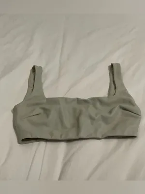 SKIMS Faux Leather Collection Size Small Neutral Beige Stone Top Bra thumbnail 3