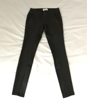Grey Low Rise Thick Faux Suede Panel Leggings thumbnail 2