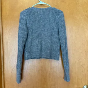 Abercrombie & Fitch Cardigan‎ Womens Small Grey Ribbed Knit Button Front Cropped thumbnail 2