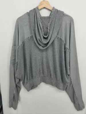FP Movement by Windy Meadows Washed Gray Frayed Henley Hoodie thumbnail 11