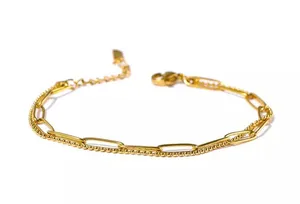 18K Gold layered paperclip bracelet thumbnail 1