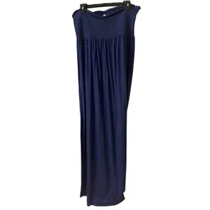 Old Navy Womens XL Strapless Maxi‎ Dress Navy Blue Floral Smocked Bodice Summer thumbnail 2
