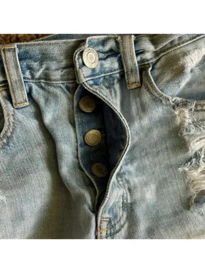 American Eagle Outfitters Frayed Light Blue Jean Shorts thumbnail 6