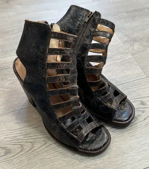 Bed Stu Occam Caged Block Heel Sandals Size 9 Dark Brown 100% Leather‎ thumbnail 1