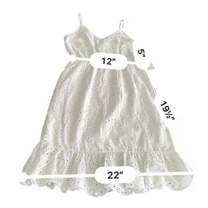 Japna White Cotton Eyelet Smocked Maxi Sundress - Boho Cottagecore size S thumbnail 6