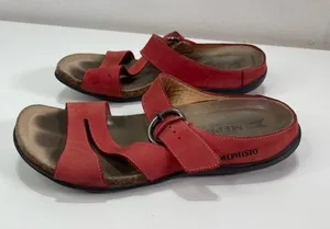 Mephisto Red Leather Buckle Slide Cork Sandals Women 6.5 EU 37 Casual Comfort thumbnail 1